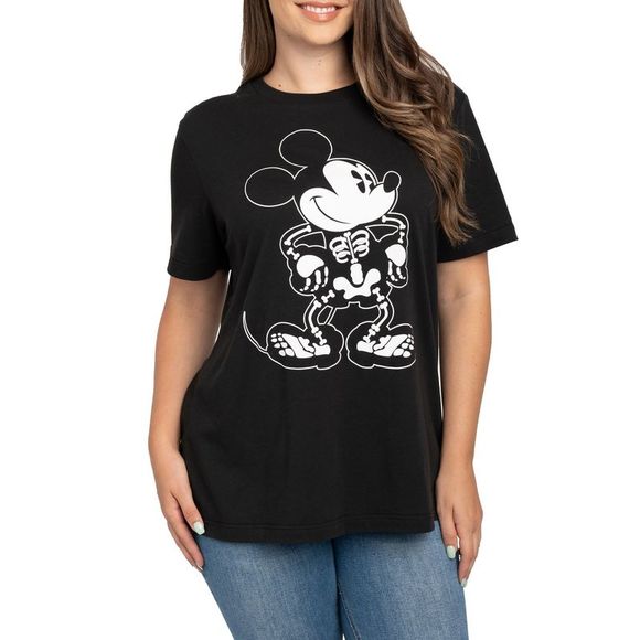 Disney Tops - New Women's Plus Size Disney Mickey Mouse Halloween T-Shirt Skeleton Black